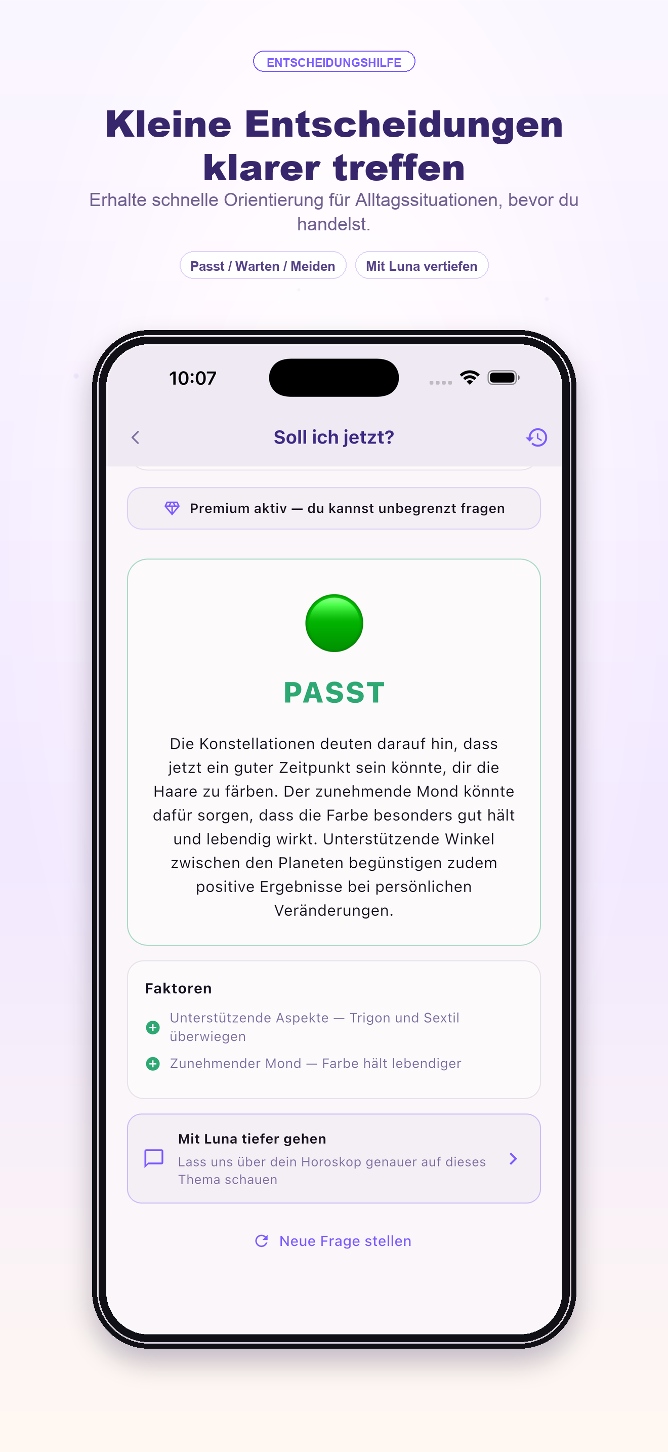 Schnelle Entscheidungshilfe — Bildschirm