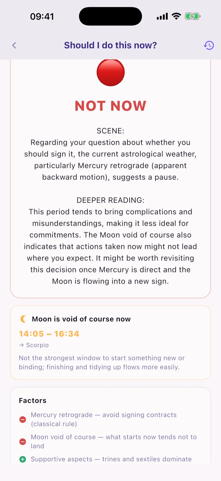 Quick decision support screen
