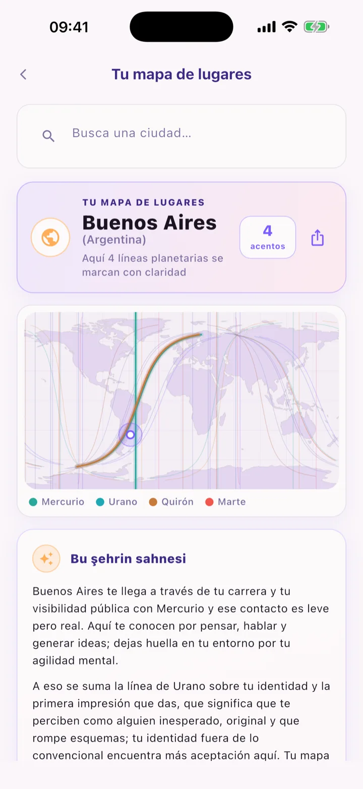 Recomendaciones de lugares — astrocartografía