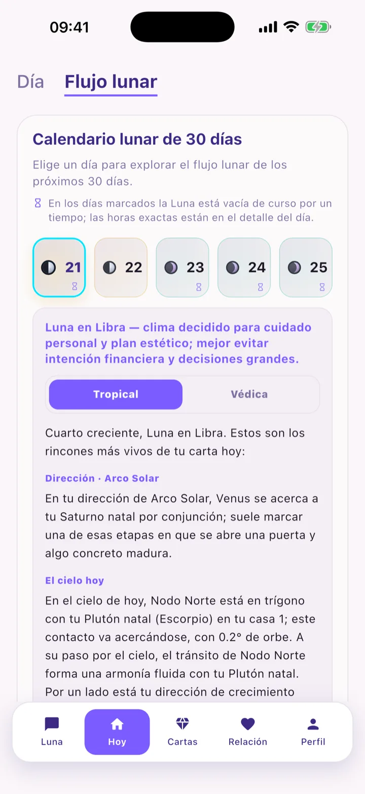 Pantalla de introducción de Luna — astróloga de IA