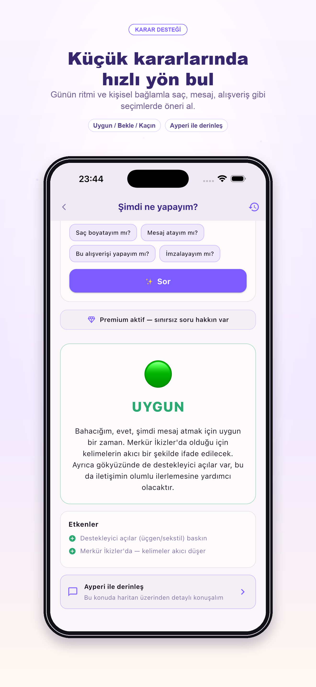 Hızlı karar desteği ekranı